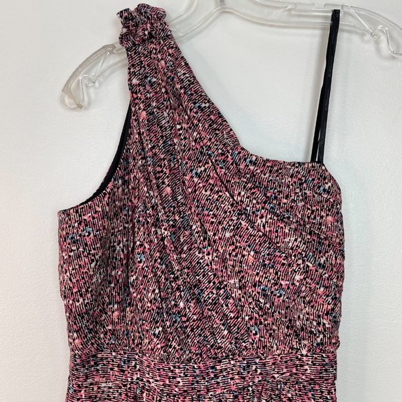 BCBGeneration Romper 2 Pink Black Pleated One Shoulder Pockets BCBG Women's - Picture 2 of 14